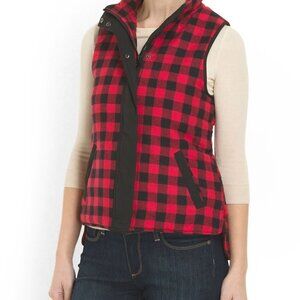 Cambridge Red Black Buffalo Plaid Check Lumberjack Plaid Vest Women's Small S
